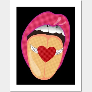 Heart with wings lips Posters and Art